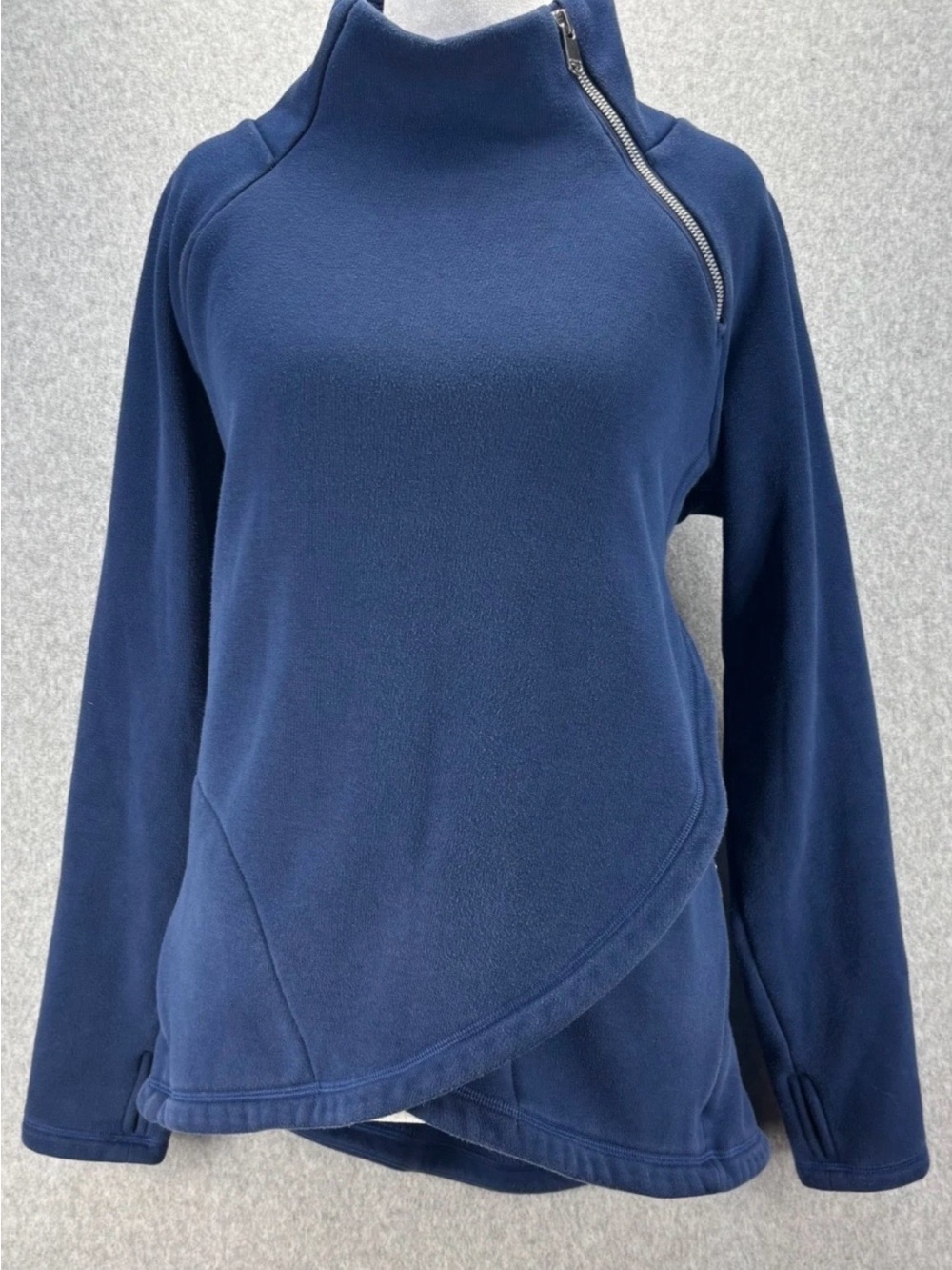 Athleta Sweatshirt Womens Blue Zip Up Sweater Cozy Karma Funnel Neck